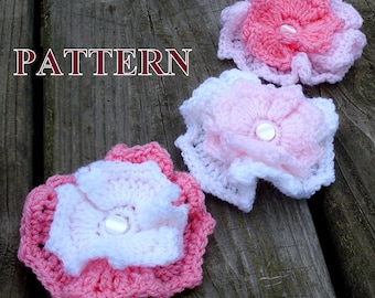 Layered flower crochet pattern, crochet flower pattern, flowers crochet patterns, easy crochet flower, flower applique OlgaAndrewDesigns019