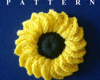 Crochet Sunflower pattern, sunflower crochet pattern, crochet sunflower, sunflower pattern, sunflower crochet applique OlgaAndrewDesigns026