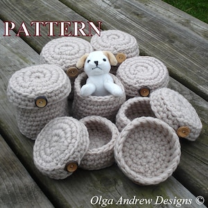 Basket with lid crochet pattern, basket crochet pattern, crochet basket pattern, crochet small basket with lid pattern OlgaAndrewDesigns100