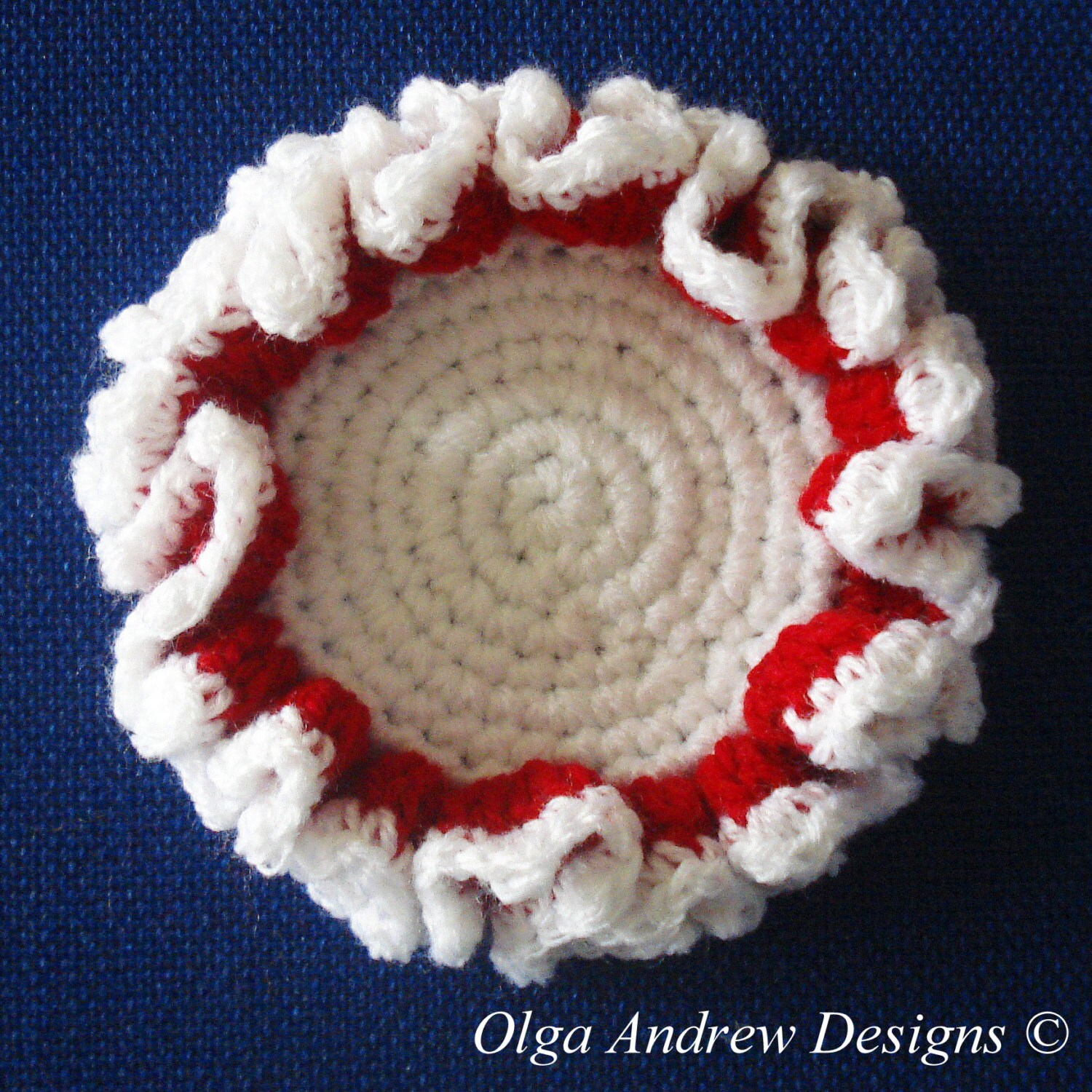 Ruffle Christmas Coaster Crochet Pattern, Crochet Christmas Coaster ...