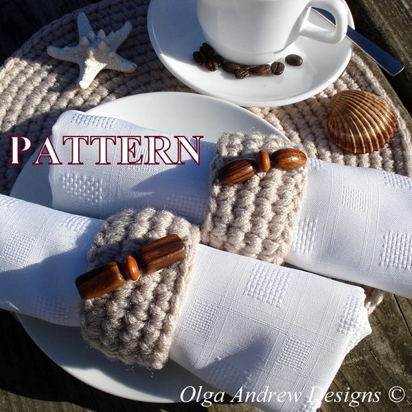 Napkin ring crochet pattern, crochet napkin ring pattern, crochet pattern napkin ring, crochet napkin ring, napkin ring OlgaAndrewDesigns113