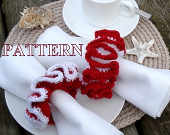 Christmas napkin rings crochet pattern, crochet Christmas napkin ring pattern, crochet pattern Christmas napkin rings OlgaAndrewDesigns110