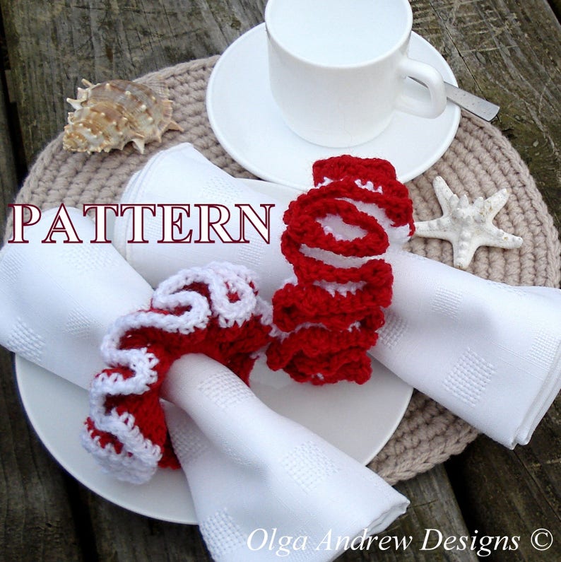 Christmas napkin rings crochet pattern crochet Christmas Etsy