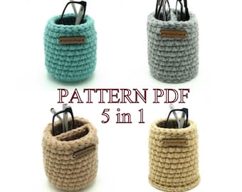 Eyeglass holder crochet pattern 5 in 1, glasses holder stand crochet pattern PDF, glasses holder easy crochet pattern, OlgaAndrewDesigns116A
