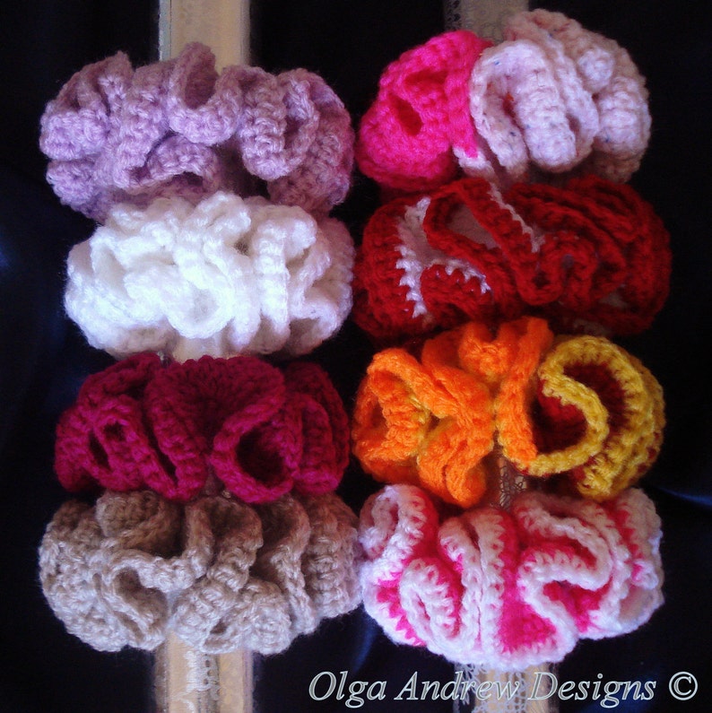 Scrunchie crochet pattern, crochet scrunchie pattern, scrunchie pattern, hair tie crochet pattern, hair band pattern by OlgaAndrewDesigns001 image 2