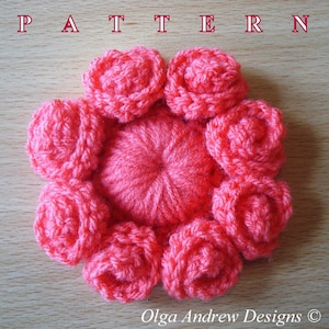3d flower applique crochet pattern, crochet flower applique pattern, 3d flower crochet pattern, 3d flowers patterns by OlgaAndrewDesigns060