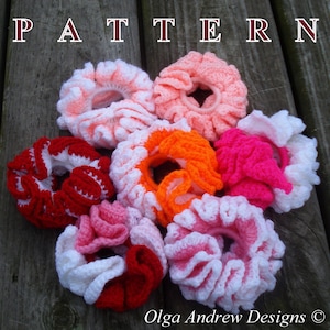 Scrunchie crochet pattern, crochet scrunchie pattern, scrunchie pattern, hair tie crochet pattern, hair band pattern by OlgaAndrewDesigns001 image 1