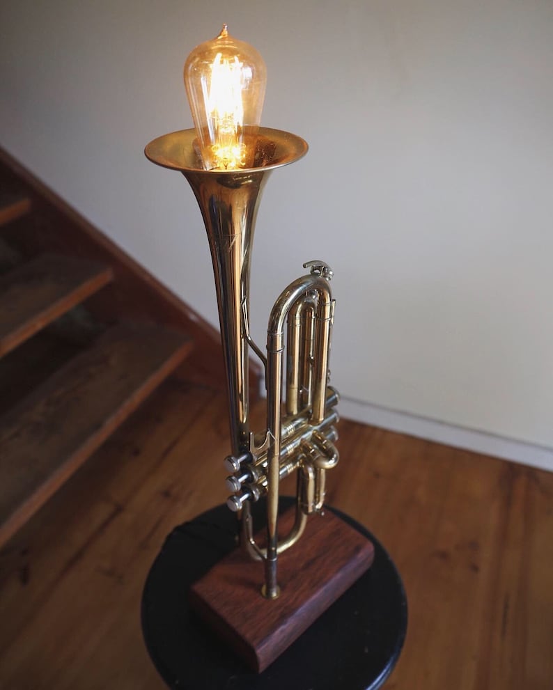 Vintage Brass Trumpet Lamp Etsy