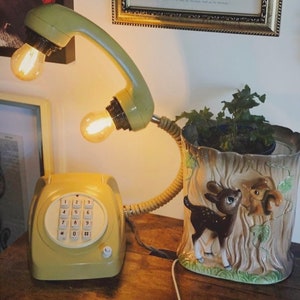 Retro Telephone Lamp, Vintage Upcycled Phone Light, Industrial Reclaimed Lighting, Quirky Decor, Rotary Dial image 3