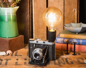 Vintage German Folding Camera Lamp, 1950s Industrial Lighting, LED Lights