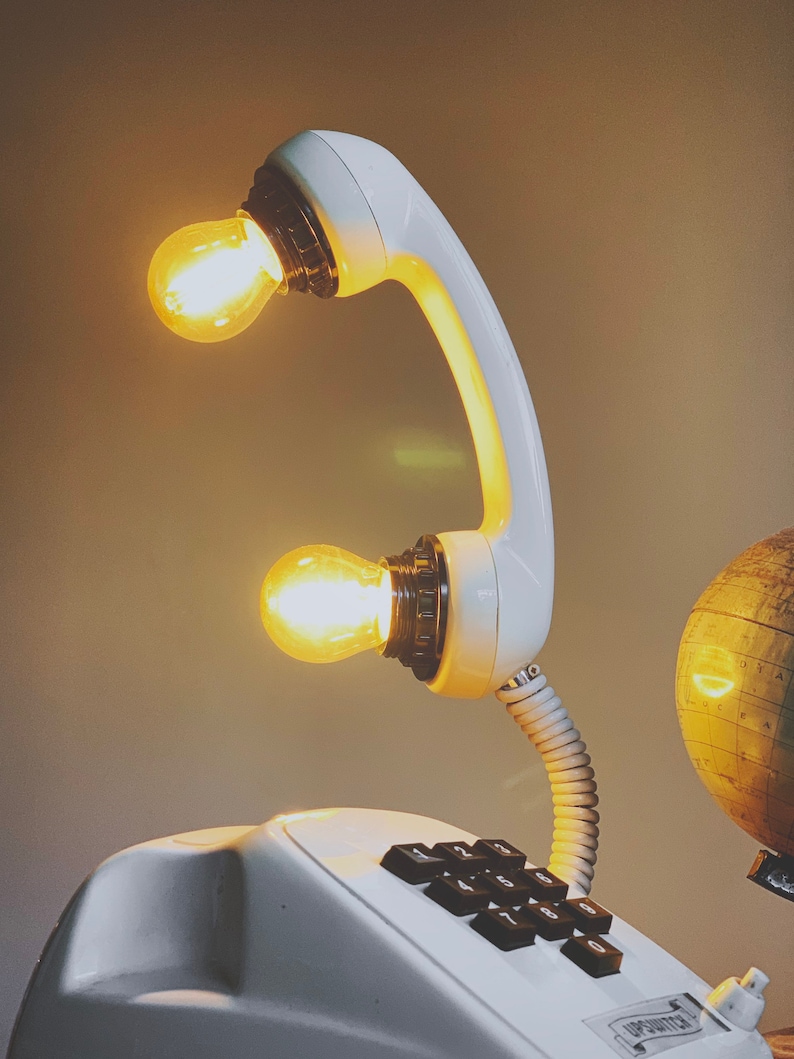 Retro Telephone Lamp, Vintage Upcycled Phone Light, Industrial Reclaimed Lighting, Quirky Decor, Rotary Dial image 2