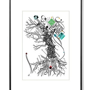 Arabic Calligraphy Art Print of Carl Jung- No tree, it is said, can grow to heaven unless its roots reach down to hell -  Carl Jung Artwork