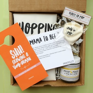 Pregnancy Gift Basket: "Shopping for Two" Tote, "Ready to Pop" Balloon, Candle