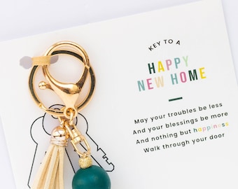 Personalized New Home Keychain Gift with Card