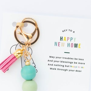 Cadeau de pendaison de crémaillère personnalisé | Cadeau de clôture immobilier | Cadeau pour nouveau propriétaire | Nouvel appartement en cadeau | Porte-clés Happy New Home