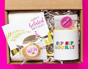 Birthday Gift Box for Her: Tote, Mug, Treats & Confetti