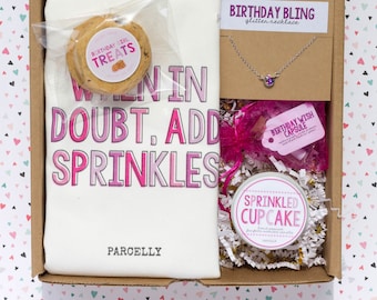 Birthday Gift Box: Sprinkles Tote, Cupcake Candle & Glitter Necklace