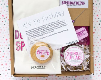 Birthday Gift Box: Cotton Tote, Funfetti Candle & Glitter Necklace