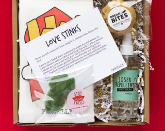 Kit de supervivencia para rupturas: Bolsa de papas fritas sobre chicos, repelente para perdedores, galletas