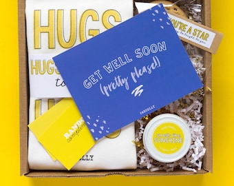 Get Well Soon Care Package: Sunshine Gift Box with Candle & Tote, Uplifting Random Compliments