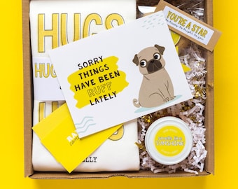 Box of Sunshine Gift: Cotton Tote, Uplifting Random Compliments, Candle & Cookies