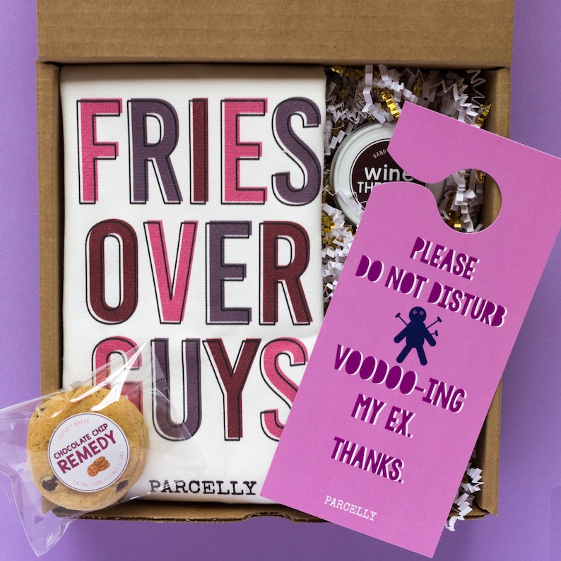 Breakup Gift Box Divorce Care Package Love Stinks Gift Fries Over Guys Funny Breakup Gift Send A Gift Self Care Kit image 1