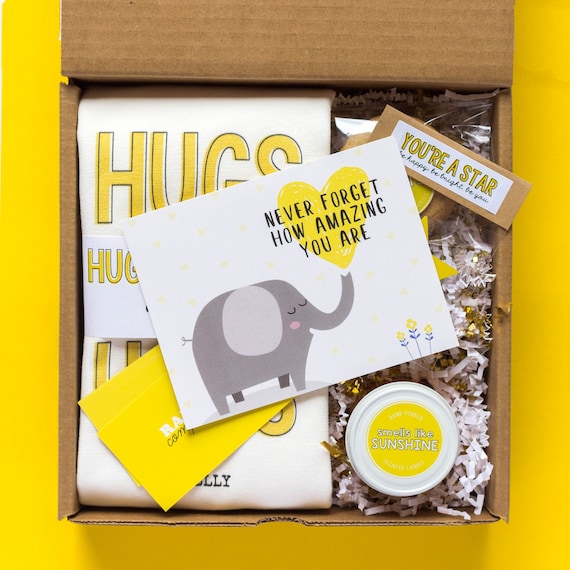 Sunshine Care Package: Cotton Tote, Candle & Treats - Encouragement Gift, Sending Hugs