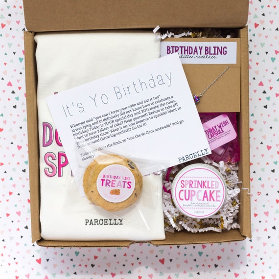 Birthday Gift Box: Cotton Tote, Funfetti Candle & Glitter Necklace