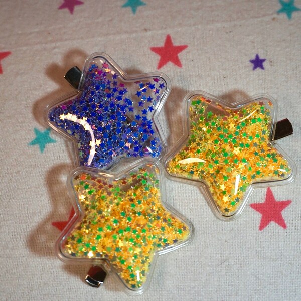 Puffy star glitter clips