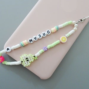 Pastel Beaded Phone Charm Strap – Y2K Aesthetic Accessory