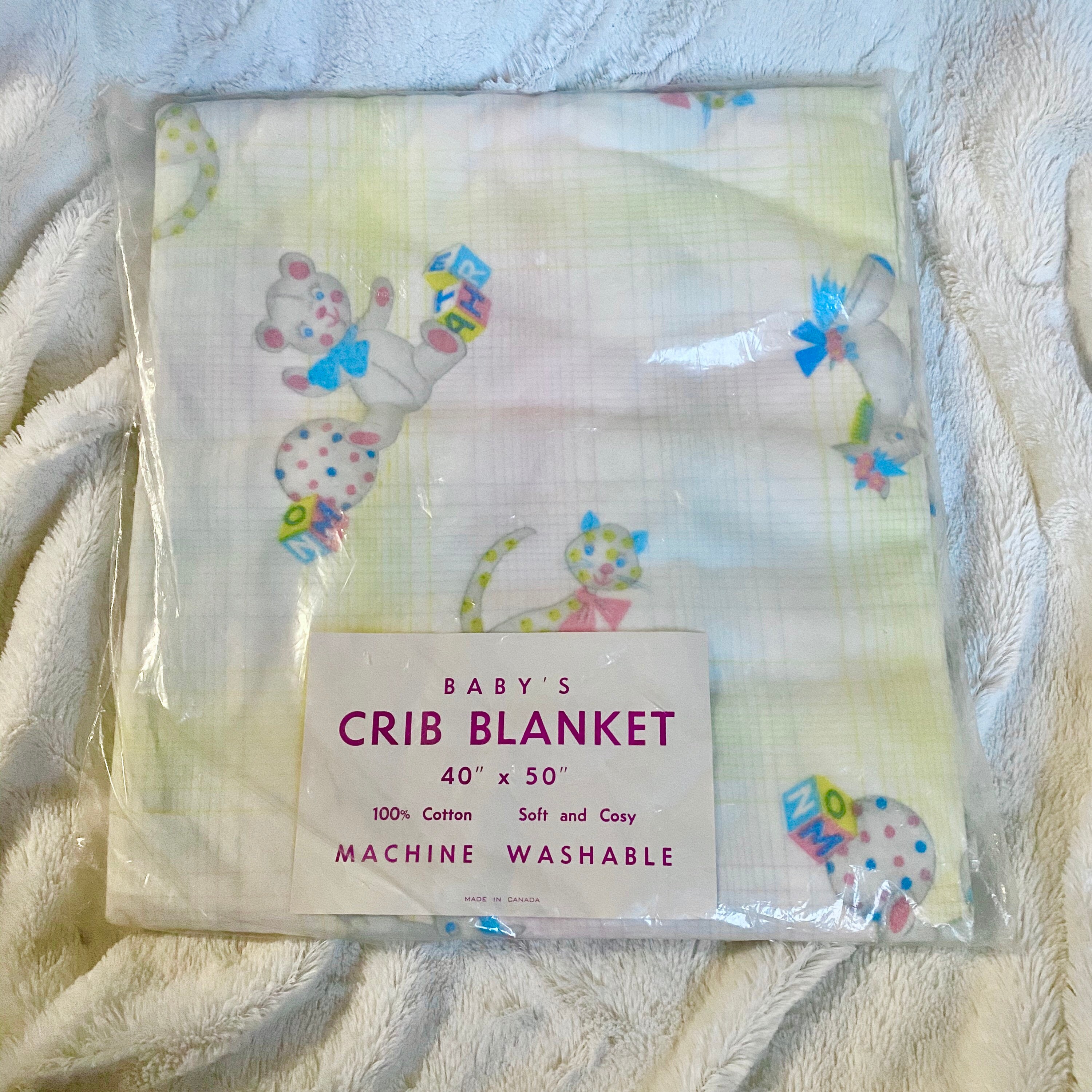 Vintage Sealed Baby Crib Blanket New Flannel 40 x 50 Made in Etsy