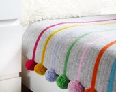Crochet Blanket, Pom Pom Stripe Crochet Blanket Kit