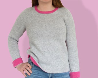 Sweater Knitting Pattern, Modern Knitting Kit with yarn, Ladies Jumper Knitting Kit with Pure Wool Yarn, Colour Pop