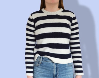 Jumper Knitting Pattern, Instant Download PDF, Easy Stripe Breton Sweater Knitting Digital Pattern