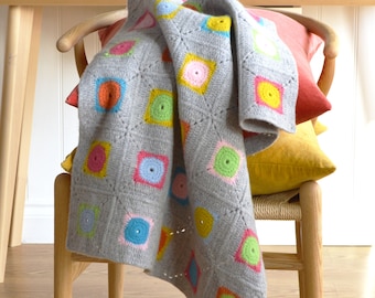 Granny Square Blanket DIY Crochet Kit: Luxury Lambswool Yarn