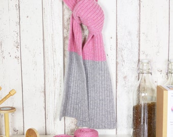 Luxury Ribbed Scarf Knitting Kit - 2 Colours Available,diy knitting,diy kit,diy scarf, scarf knitting pattern, gift for knitters