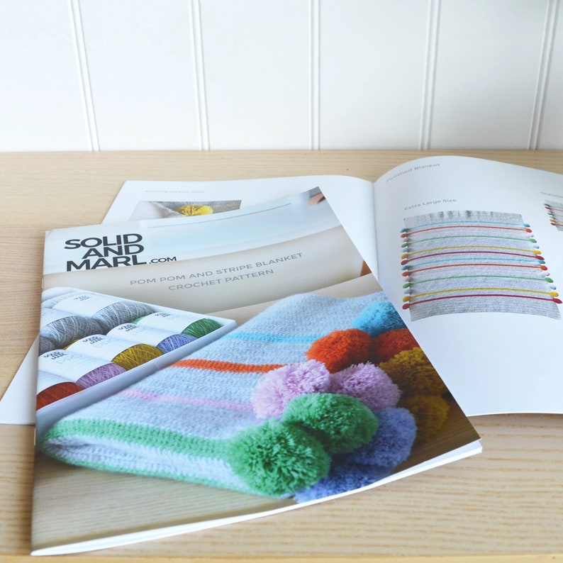 Easy Crochet Blanket Pattern, Learn To Crochet Pom Pom Blanket Pattern, Instant Download PDF image 6