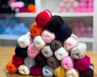 Vibrant Acrylic DK Yarn – 50g Ball for Crochet, Knitting - 20 colours to choose from.