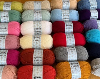 Wendy Supreme DK Yarn – 100g Ball, 100% Acrylic Double Knitting, Soft Machine Washable Wool for Knitting & Crochet