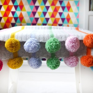 Easy Crochet Blanket Pattern, Learn To Crochet Pom Pom Blanket Pattern, Instant Download PDF image 2