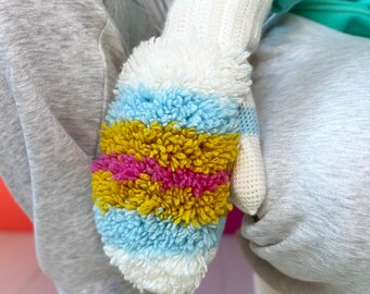 Fluffy Mittens Crochet Kit with Pattern, Yarn and Crochet Hook.  Make Your Own Crochet Mittens