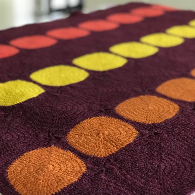 Retro Crochet Blanket Pattern With Yarn Mid Century Modern Etsy