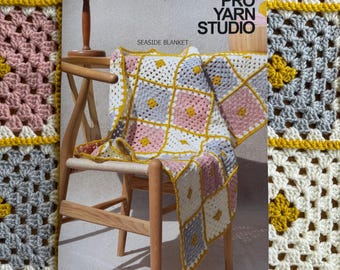 Granny Square Crochet Blanket Pattern, Physical Pattern Posted to You! Not Digital. Design - Seaside
