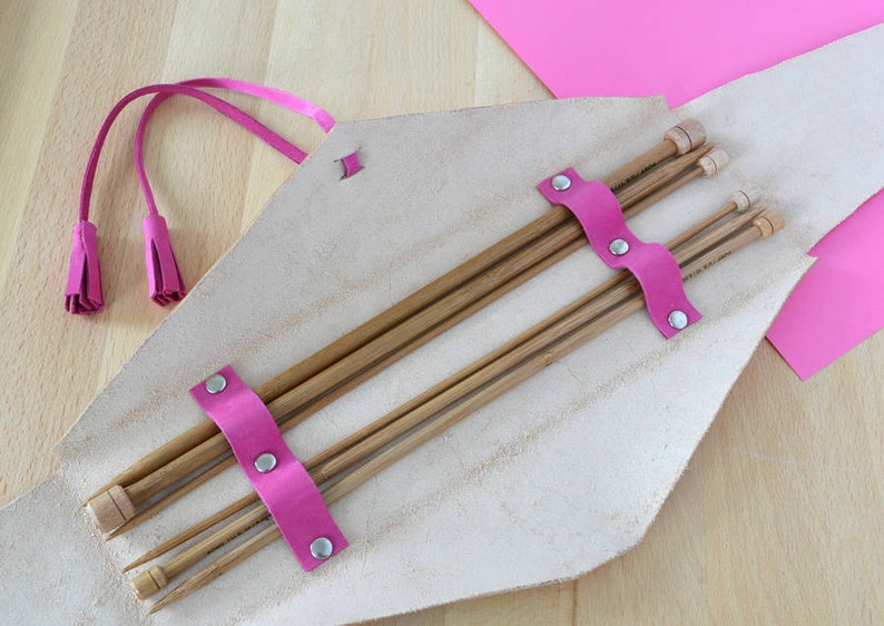 Wallet With Bamboo Needles,Knitting Needle case,Knitting Needle Organiser,Personalised Gift Personalised Leather Knitting Needle Organizer