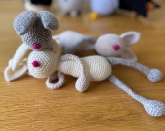 Lambswool Bunny Crochet Kit: DIY Amigurumi Toy with Pattern