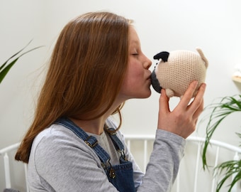 Pug Dog Amigurumi Crochet Kit: DIY Lambswool Craft