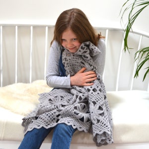 Crochet Afghan Pattern: Floral Blanket, Lightweight 4 Ply Yarn (PDF Download)