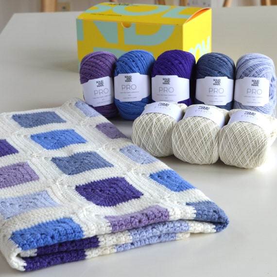 Luxury Bright Granny Square Crochet Blanket Kit  Crochet blanket, Crochet  blanket kit, Crochet blanket diy