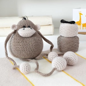 Amigurumi Monkey Crochet Kit, Crochet Animal Pattern, Crochet Monkey Pattern, Crochet Kit,DIY Crochet Kit, Crochet Gift image 1