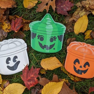McDonald&#39;s Halloween Pumkpin Pails Wall Decor - Thorn and Thistle acrylic paintings - Trick or Treat Buckets - jack o&#39; lantern witch ghost